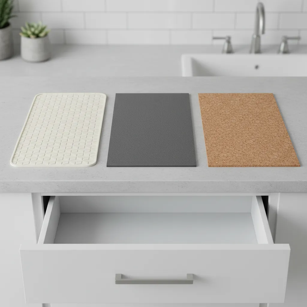 comparison of silicone cork and eva foam drawer liner materials