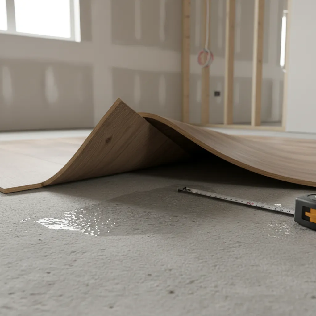 moisture trapped beneath vinyl plank flooring causing mold risk