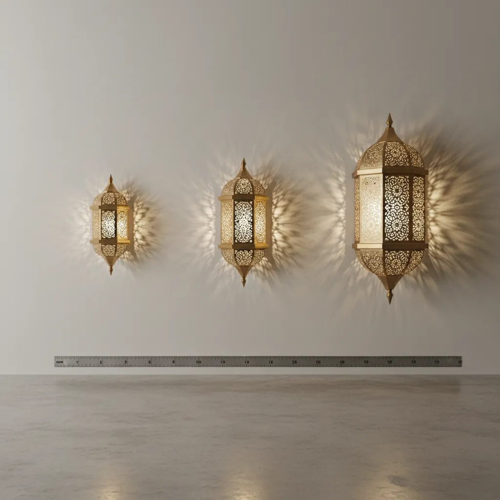 Comparison of small medium and large Moroccan wall sconce sizes