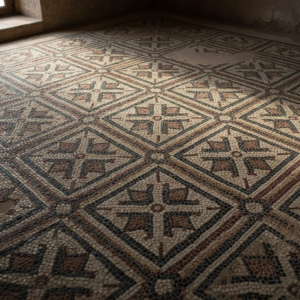 Detalle de mosaico romano con patrón geométrico