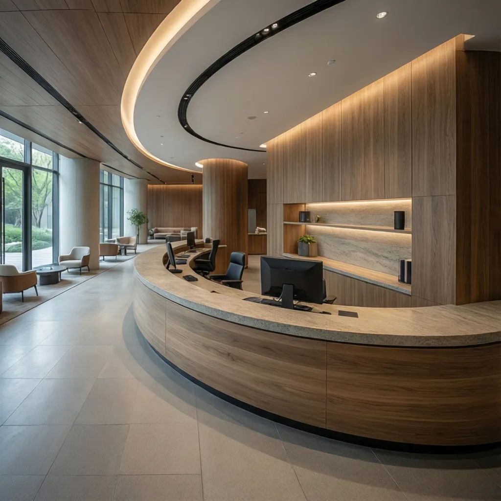 Mostradores curvos en diseño de interiores