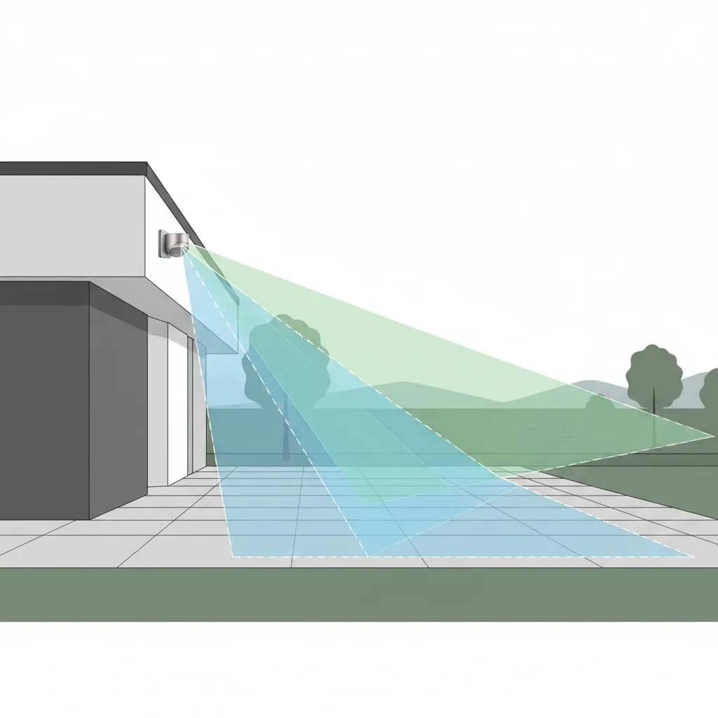 Illustration of motion sensor detection angles and range
