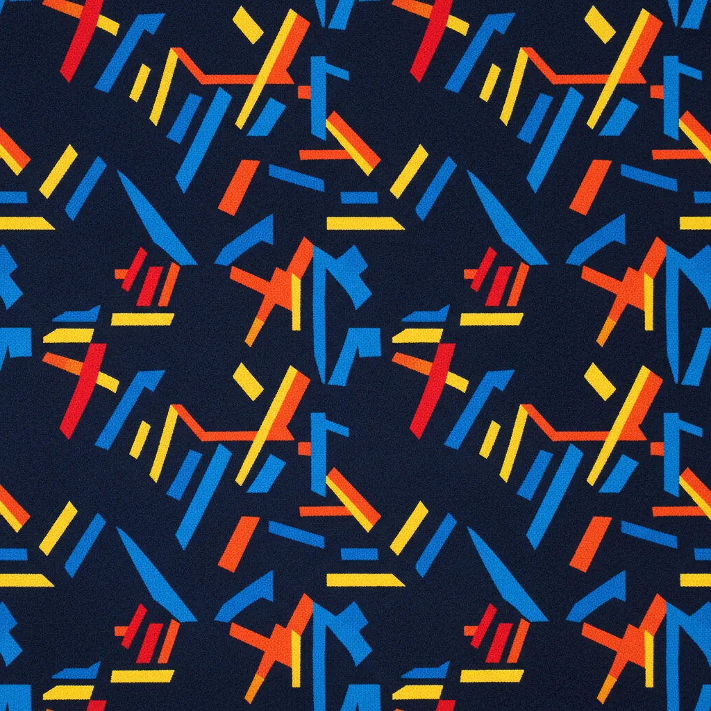 Typical colorful movie theater carpet pattern with dark background