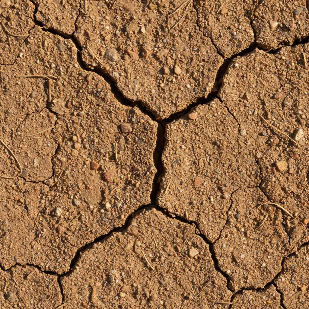 Close view of cracks forming in mud wall of kacha house