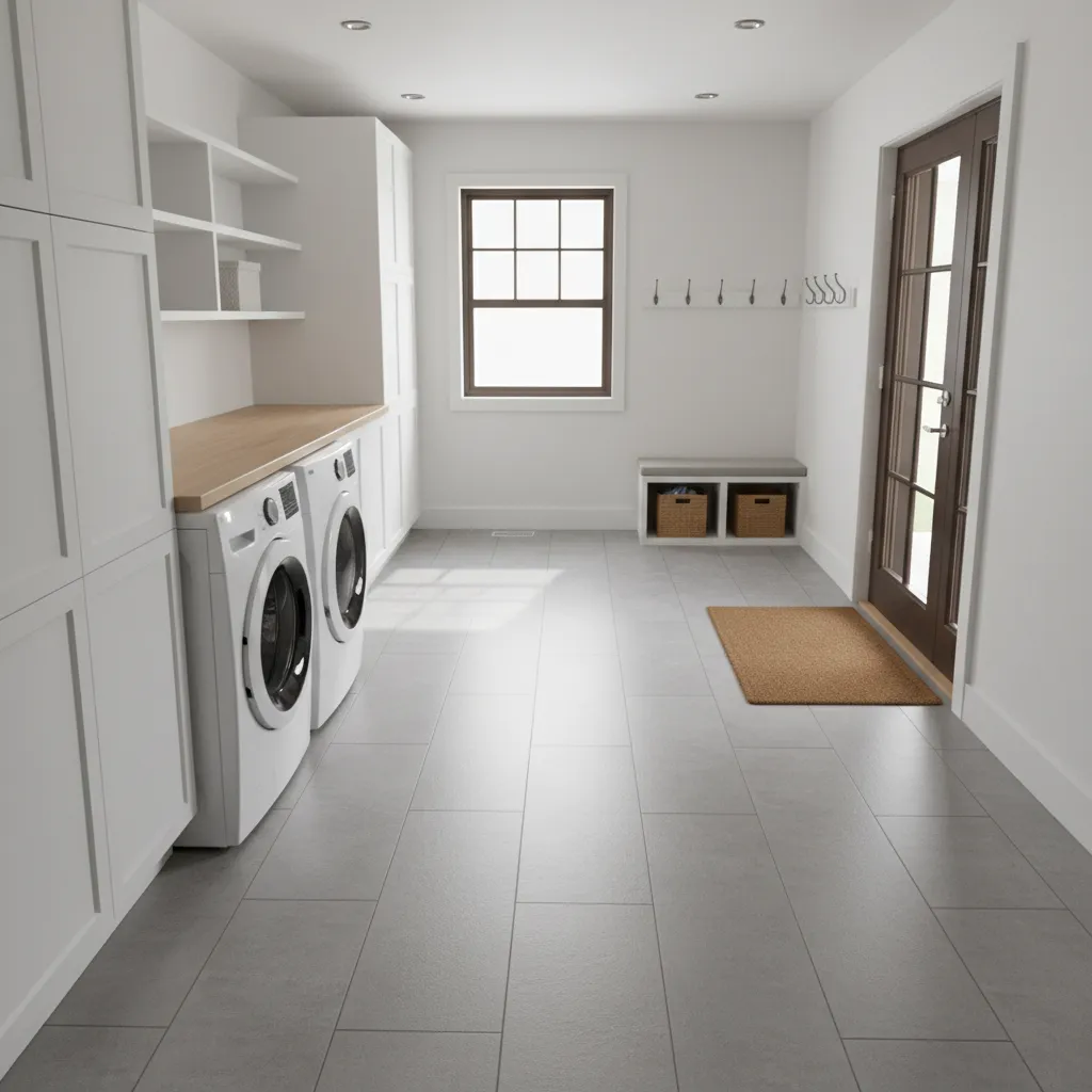 laundry mudroom layout showing entry walkway and traffic flow