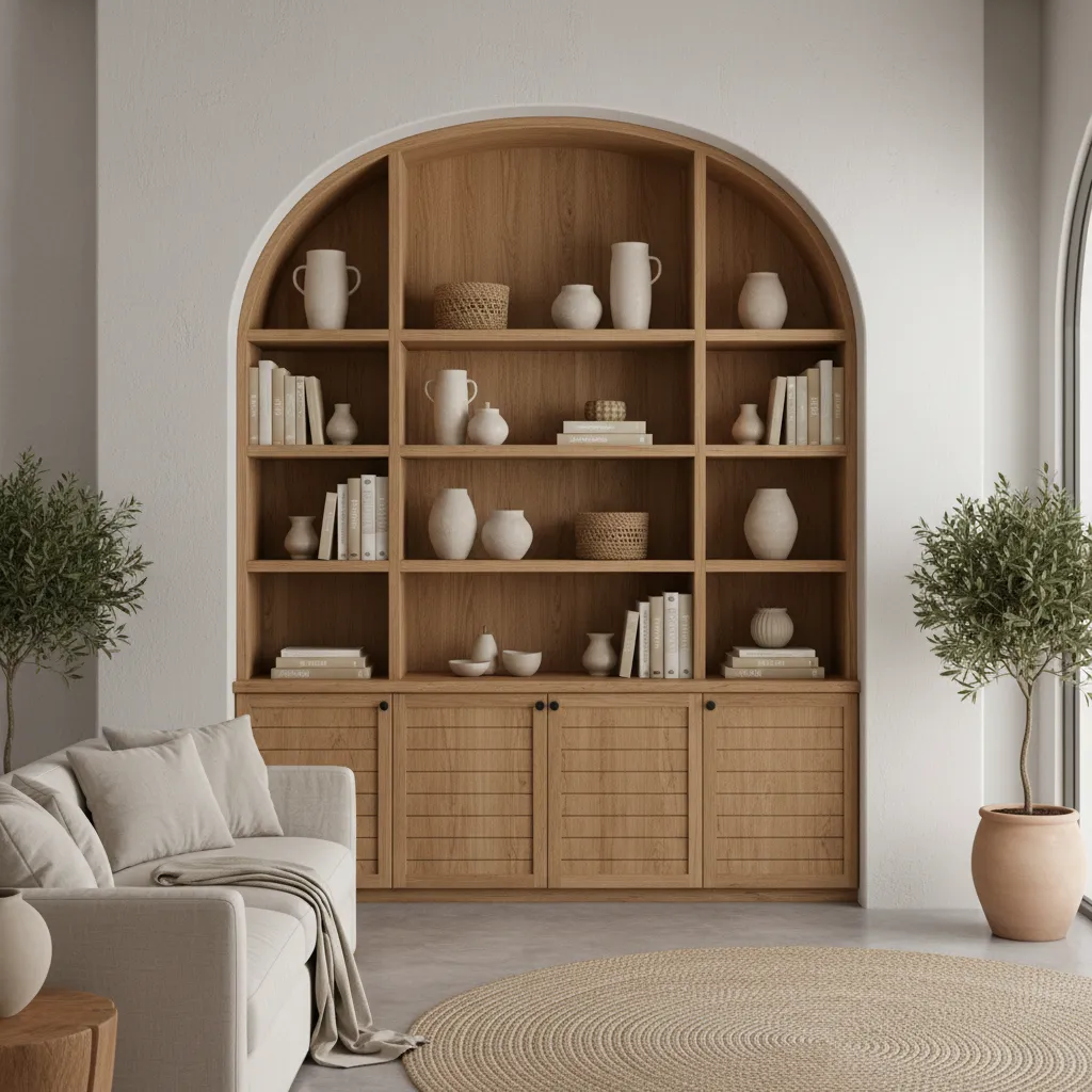 Mueble a medida integrado en pared de salón moderno