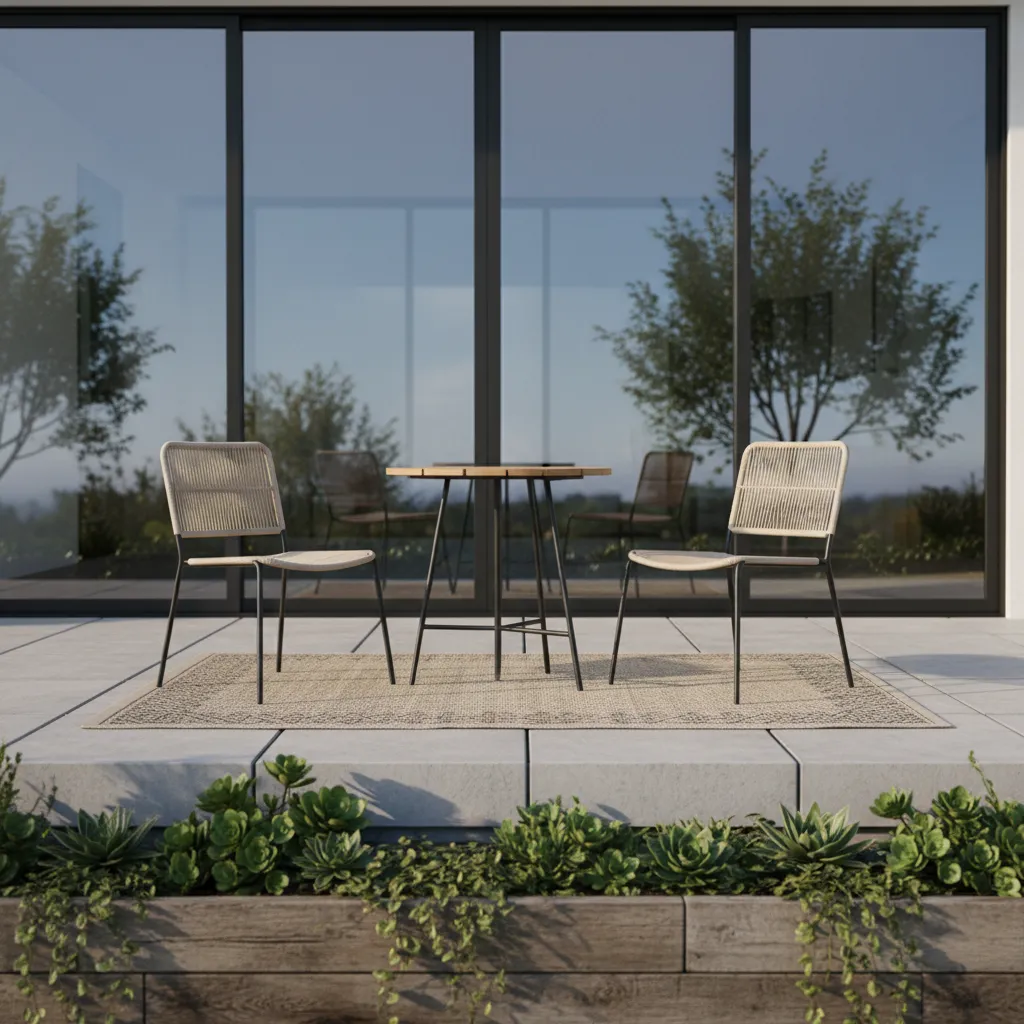 Muebles compactos de exterior en un patio pequeño moderno