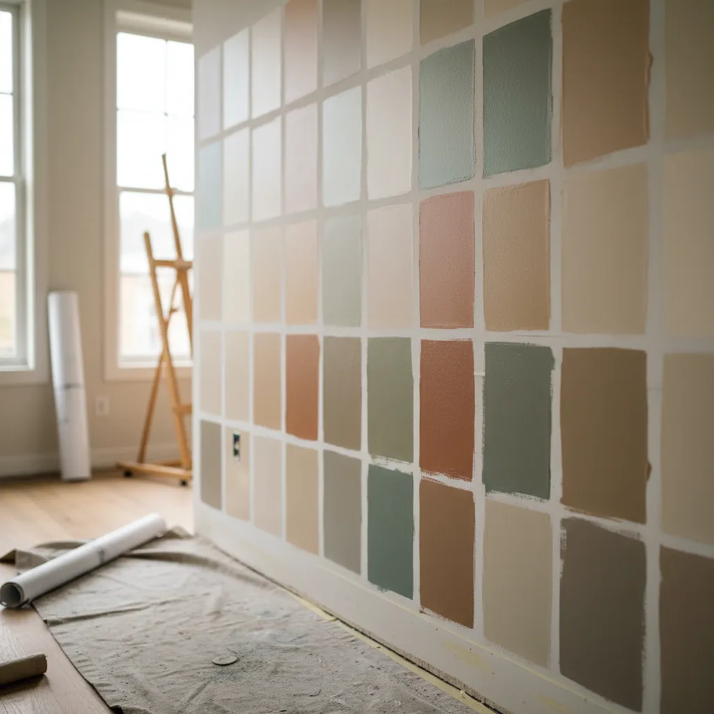 Muestras de pintura en una pared durante selección de colores
