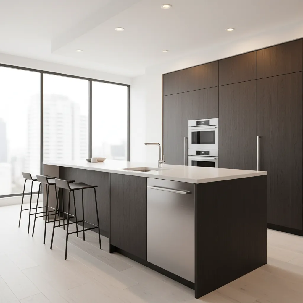 Kitchen island with sink dishwasher and integrated appliances