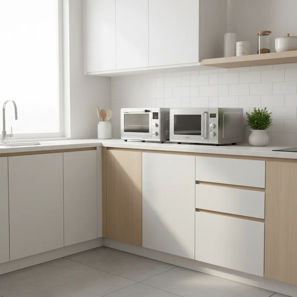 Small kitchen countertop with multi function appliances
