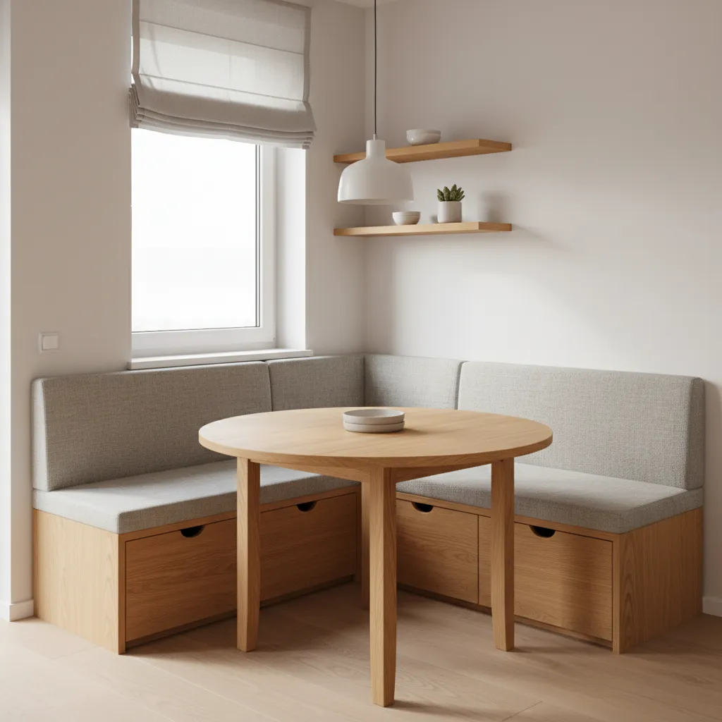 dining area with storage bench and expandable table