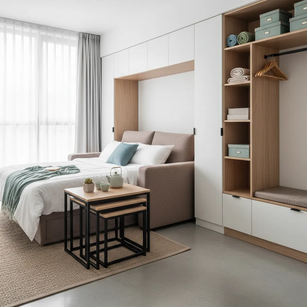 Muebles multifuncionales en un apartamento pequeño