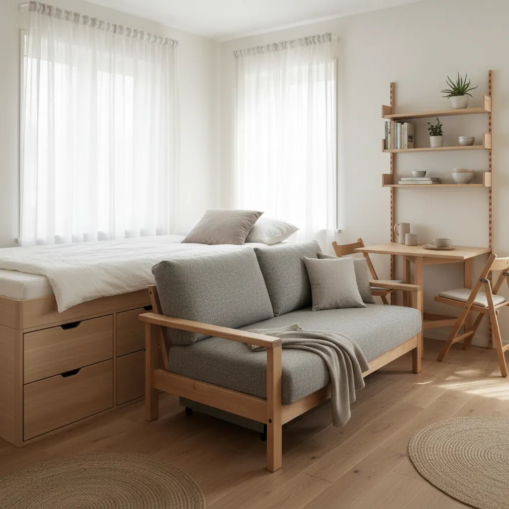 Muebles multifuncionales en un apartamento pequeño