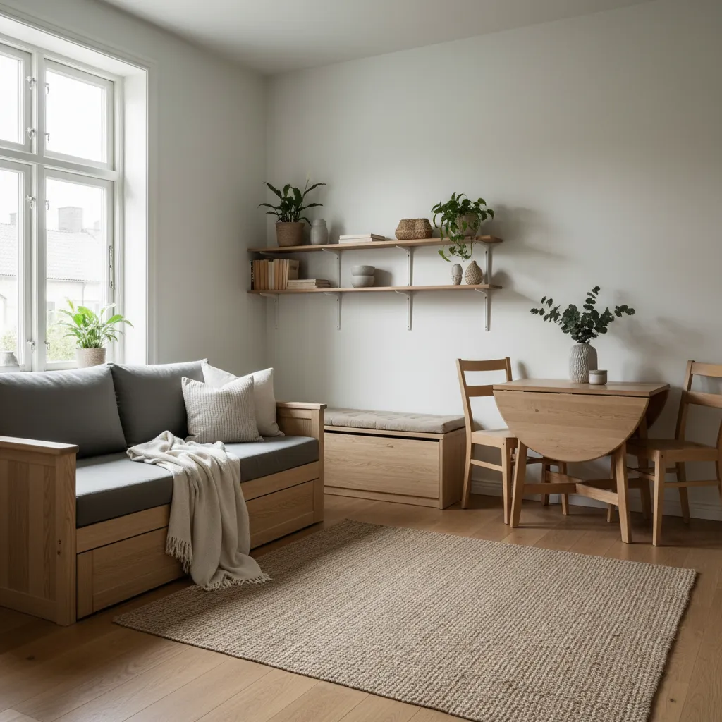 Muebles multifuncionales en un apartamento pequeño