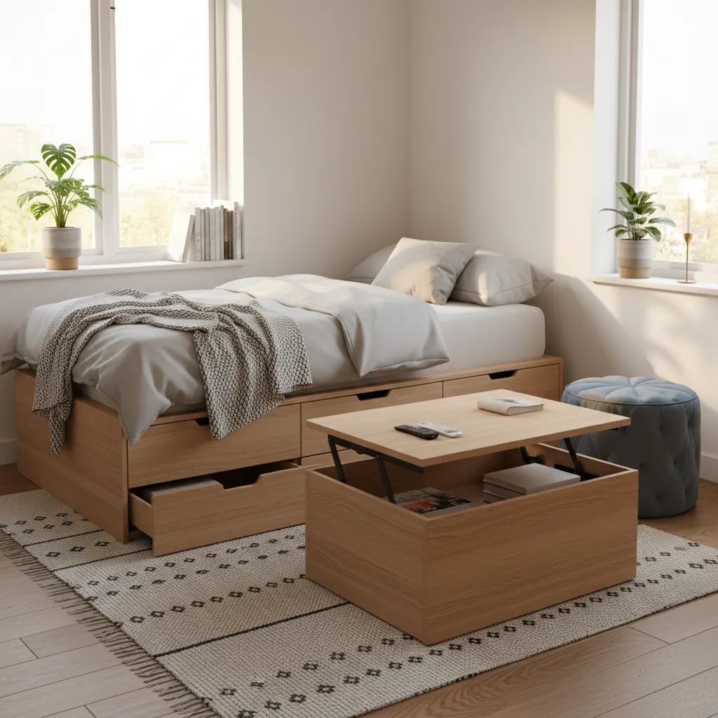multi functional furniture with storage bed and lift top table