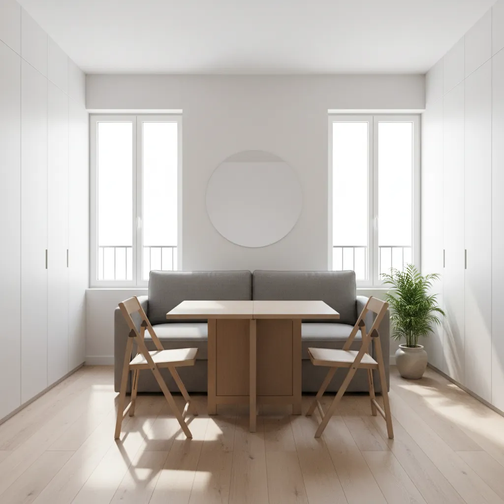 multifunctional furniture in compact 1 BHK apartment