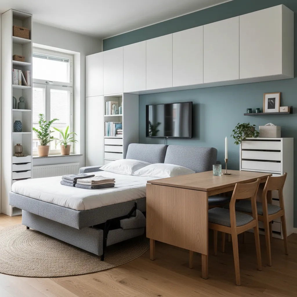 Muebles multifuncionales en un apartamento pequeño