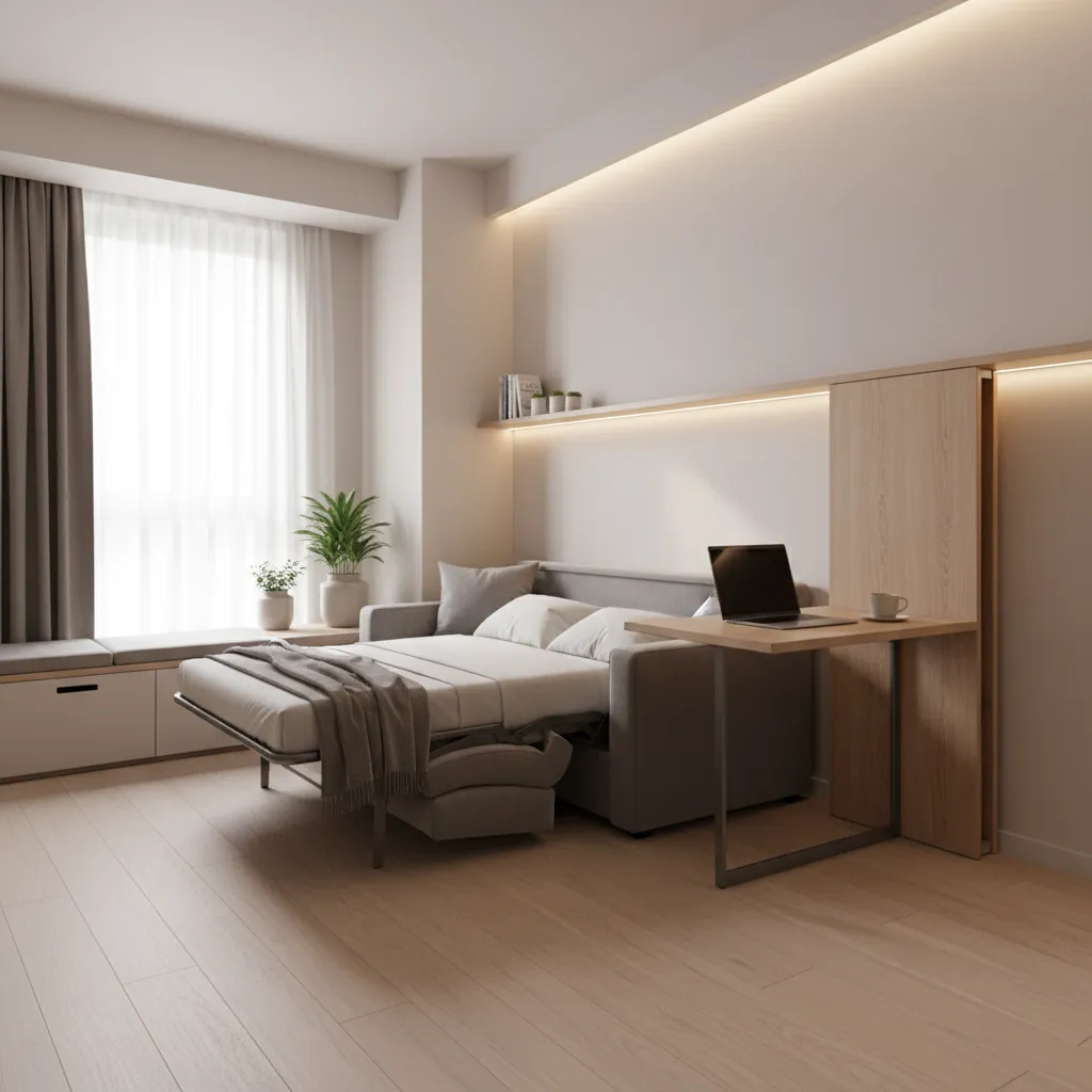 Muebles multifuncionales en un apartamento pequeño