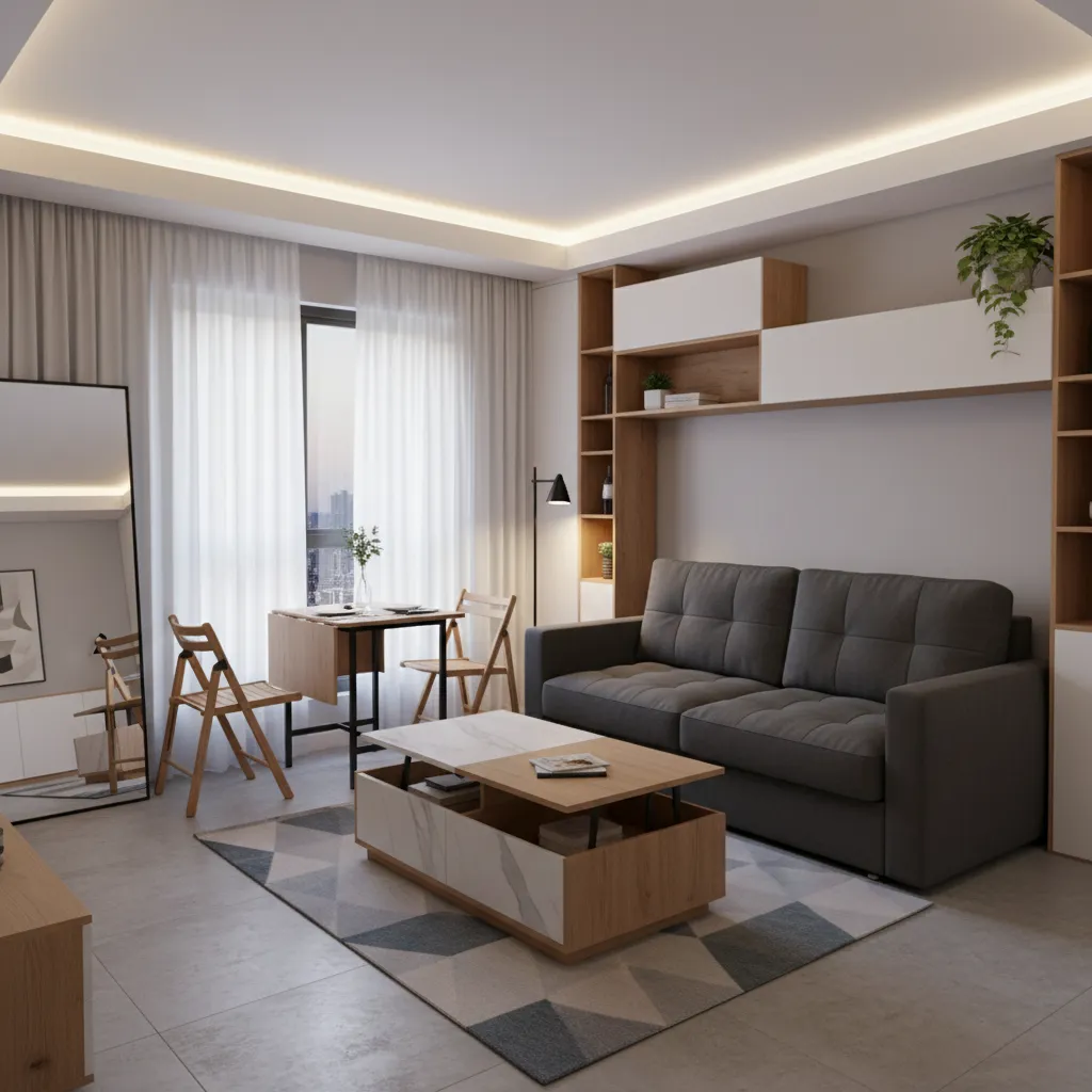 Multi functional furniture in small home living room