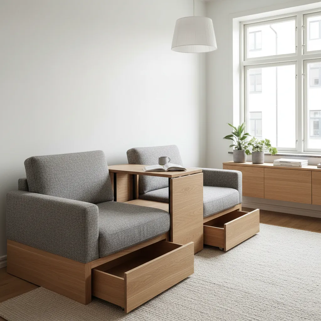 Muebles multifuncionales en un apartamento pequeño