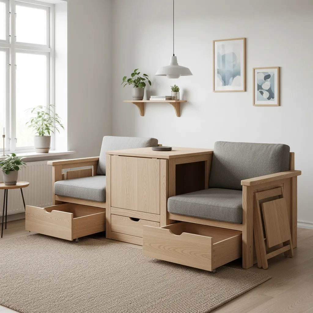 Muebles multifuncionales en un apartamento pequeño