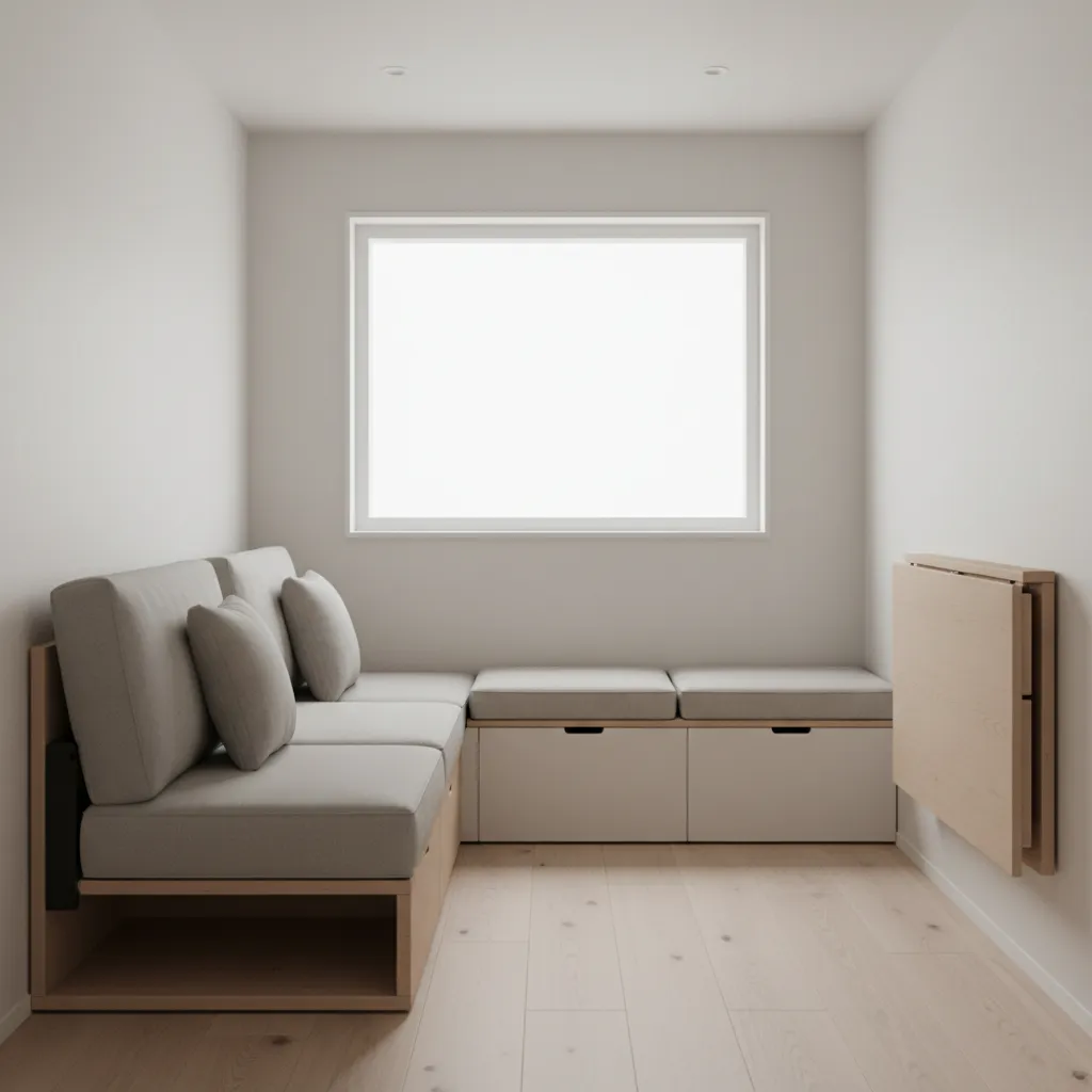 tiny house multifunctional furniture foldable table and sofa bed system
