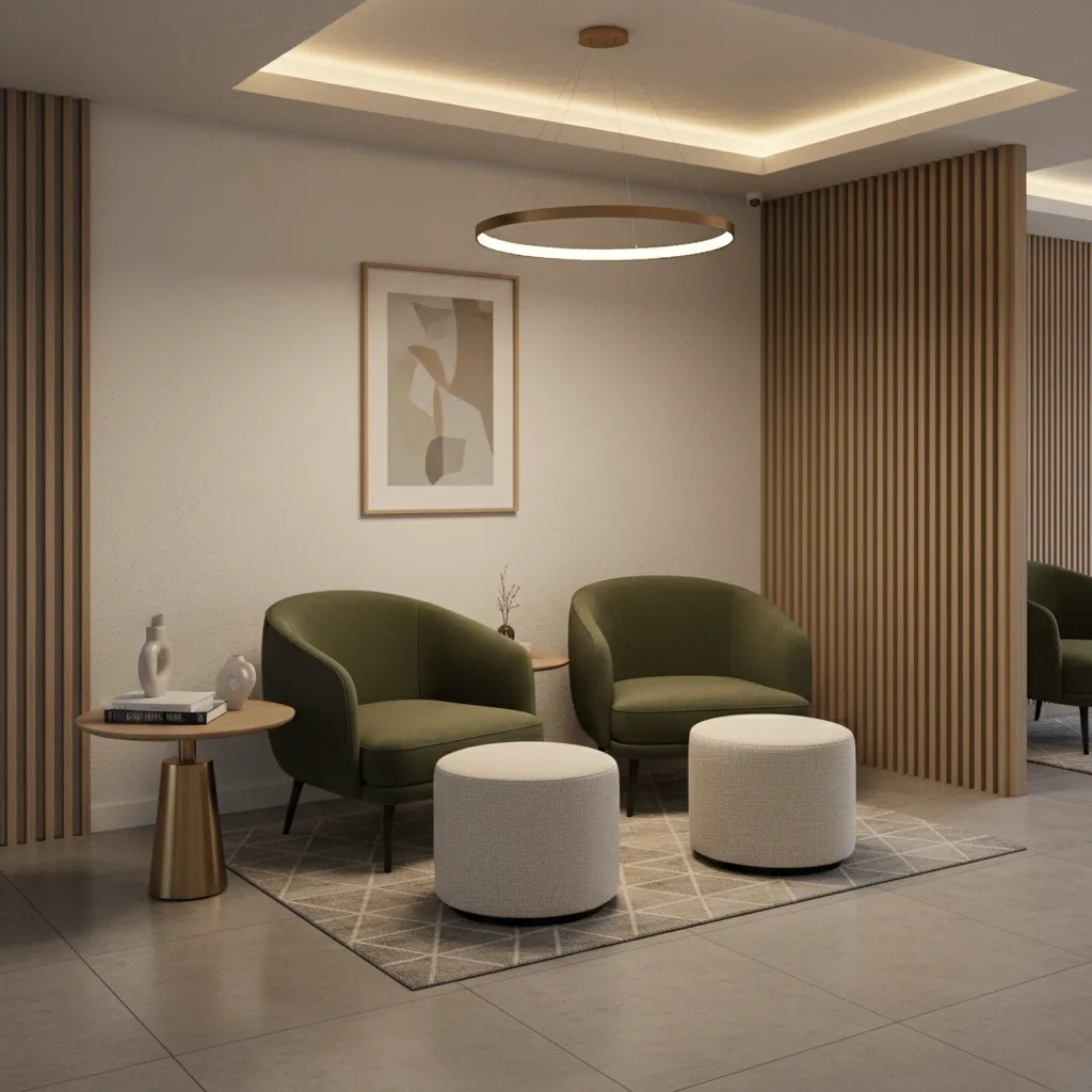 small hotel lobby seating with multifunctional furniture and flexible layout