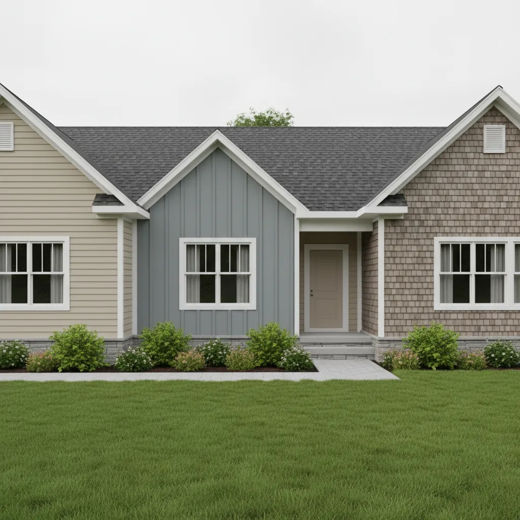 comparison of different siding materials on the same house exterior