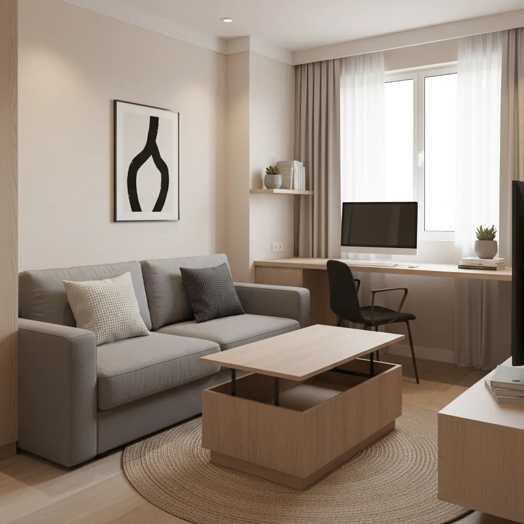 multipurpose furniture in a small apartment living room