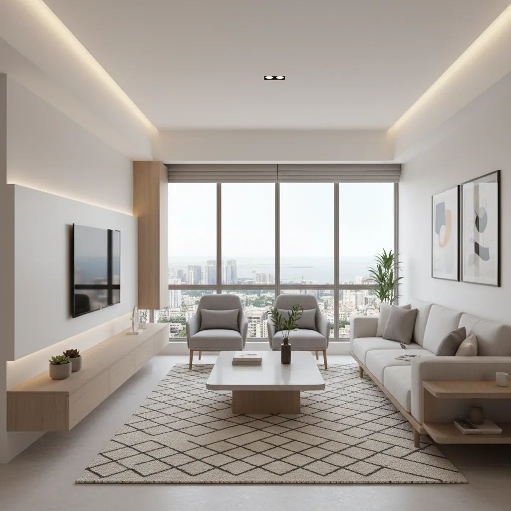 Compact but stylish living room design in a Mumbai apartment