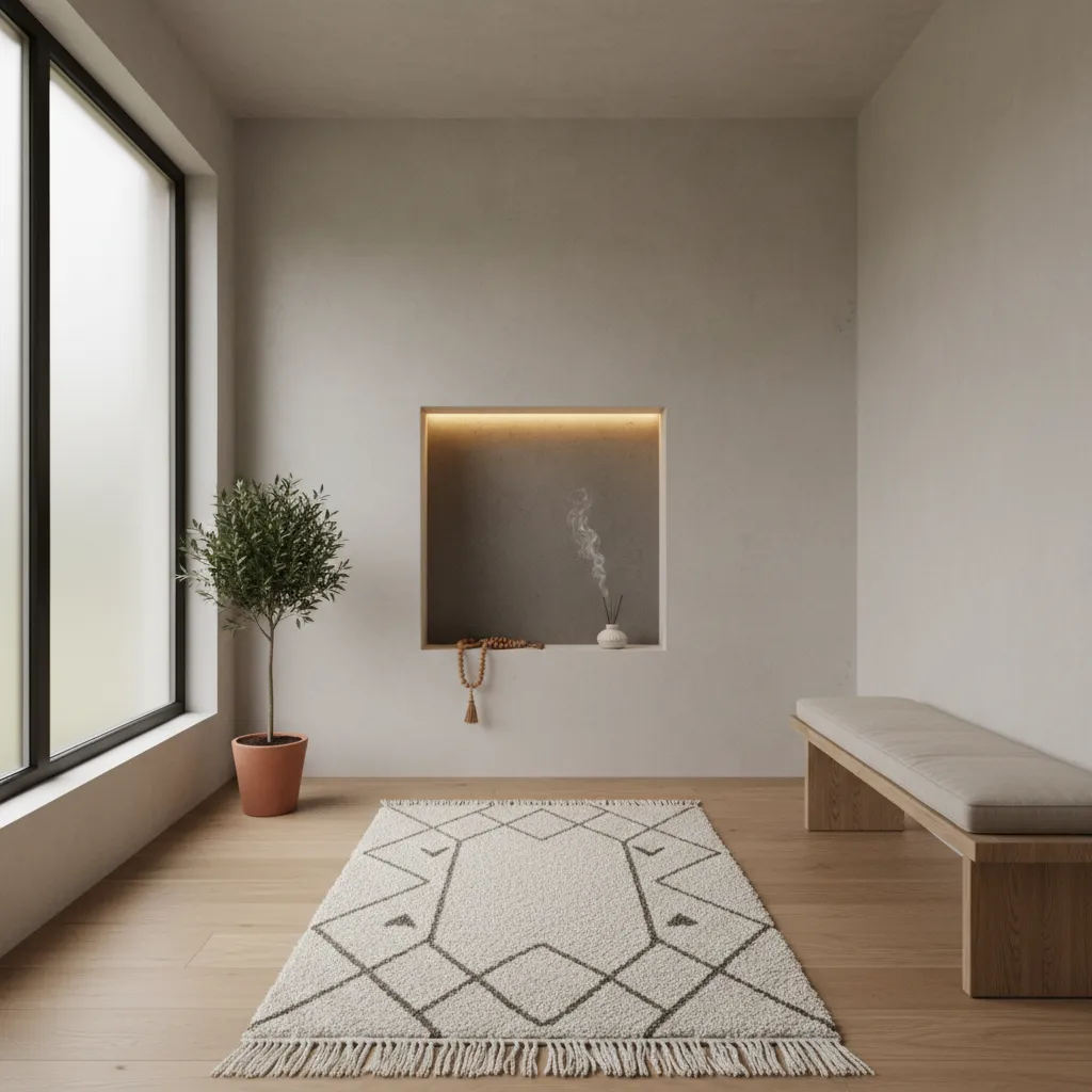 ruang mushola kecil di dalam rumah modern