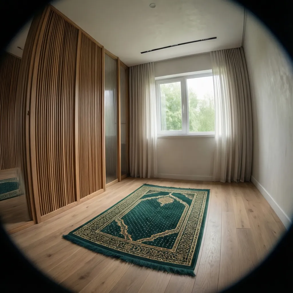 Interior mushola kecil di dalam rumah minimalis