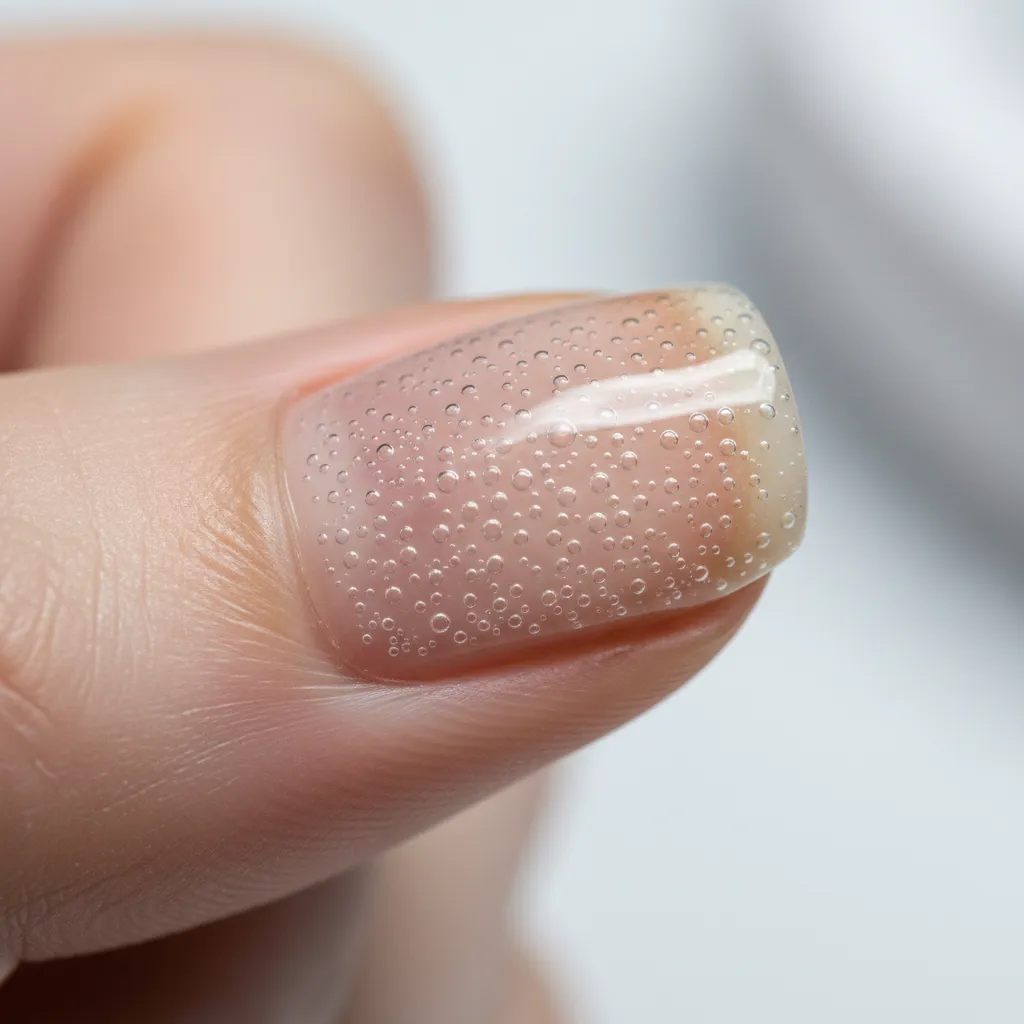 macro view of small bubbles trapped in nail polish design