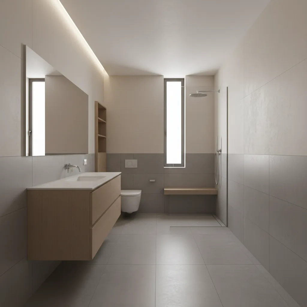 long narrow bathroom corridor style layout