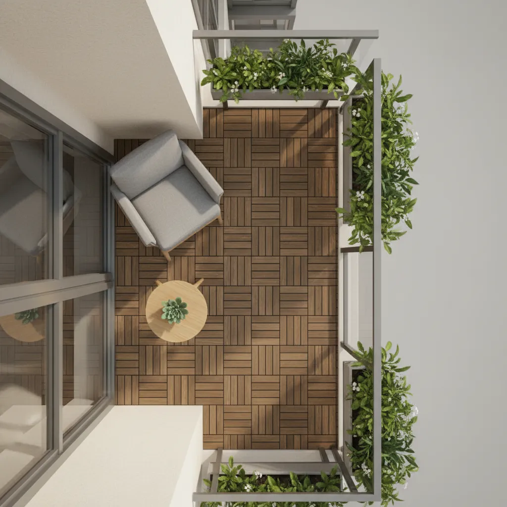 Safe furniture placement layout for a 3 foot balcony