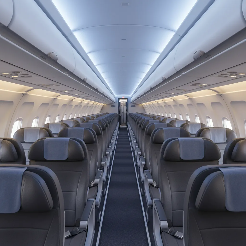 Single aisle narrow body aircraft cabin with 3-3 seating layout