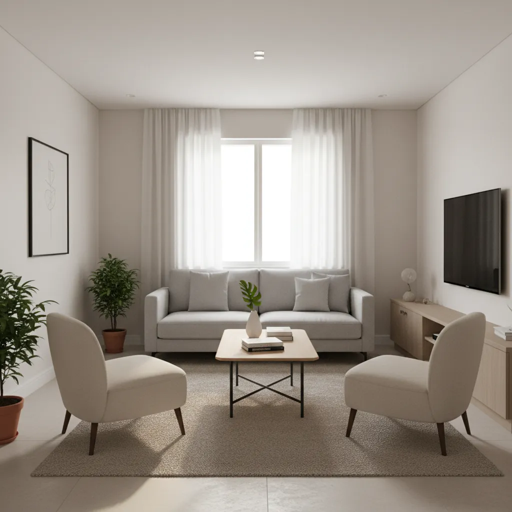 narrow coffee table layout in small rectangular living room