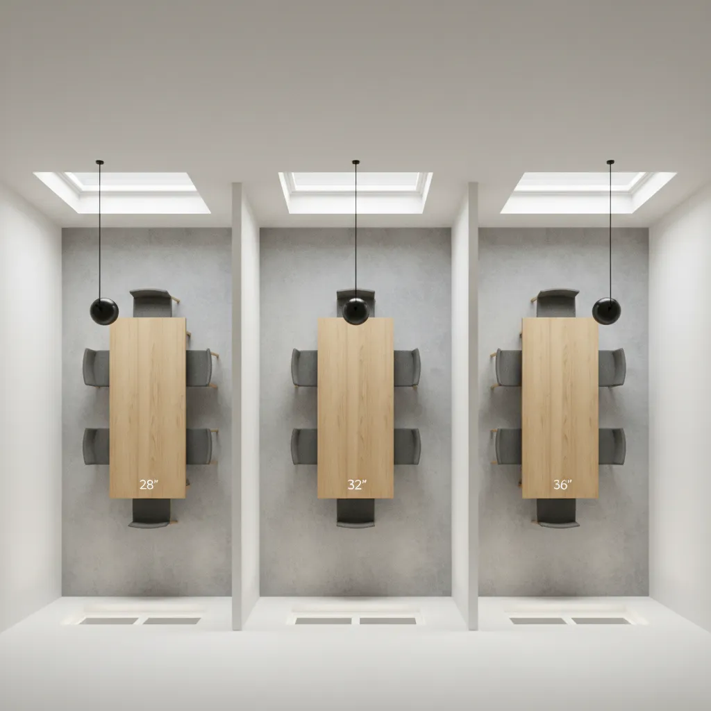 Comparison of narrow dining table widths in a small room layout