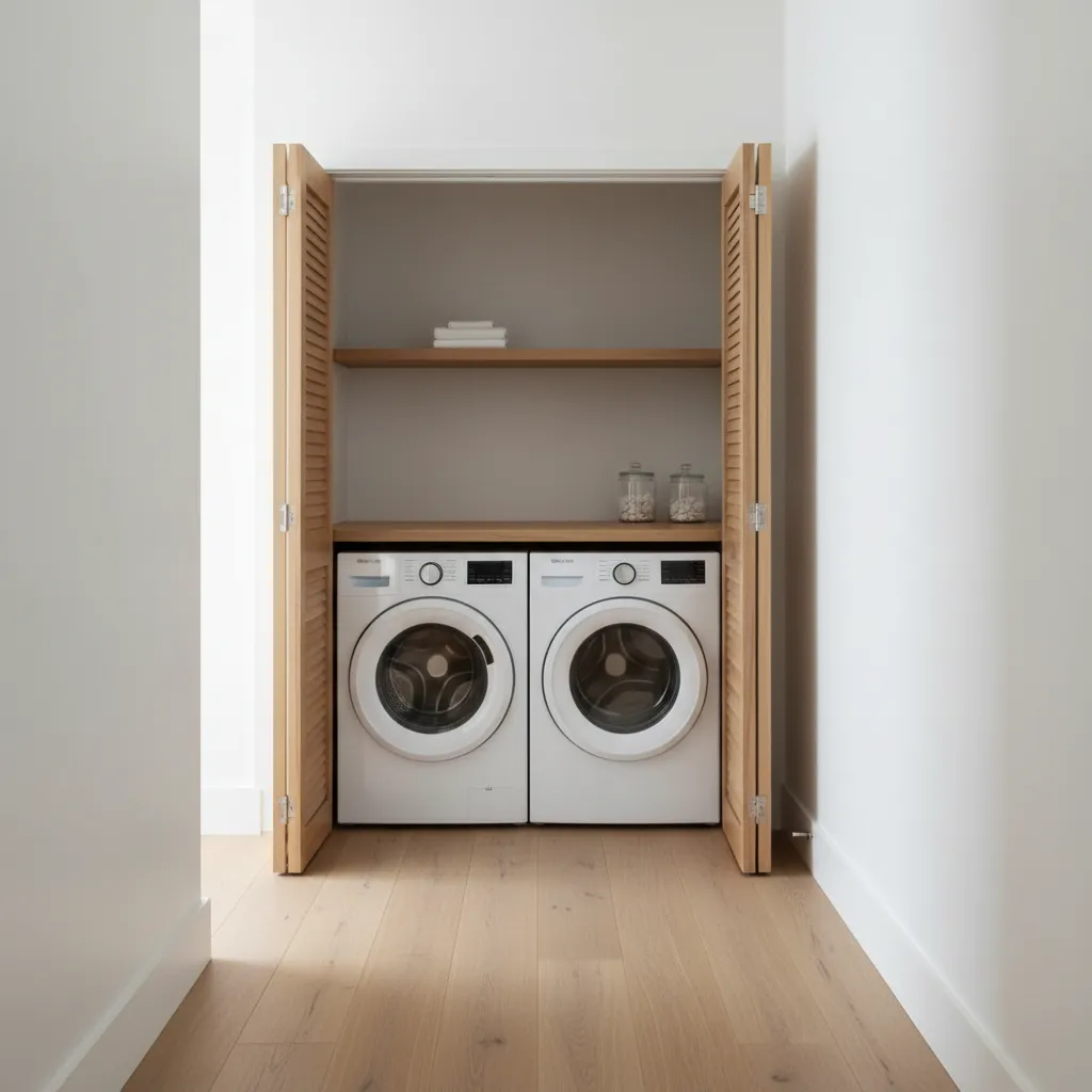 small hallway laundry closet with washer and dryer layout example