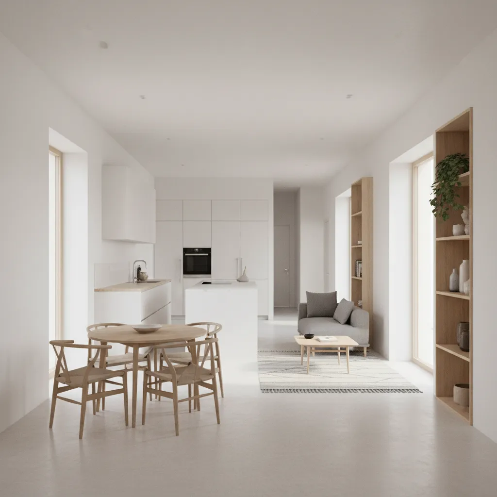 open living area in a narrow 16x40 home with efficient furniture placement