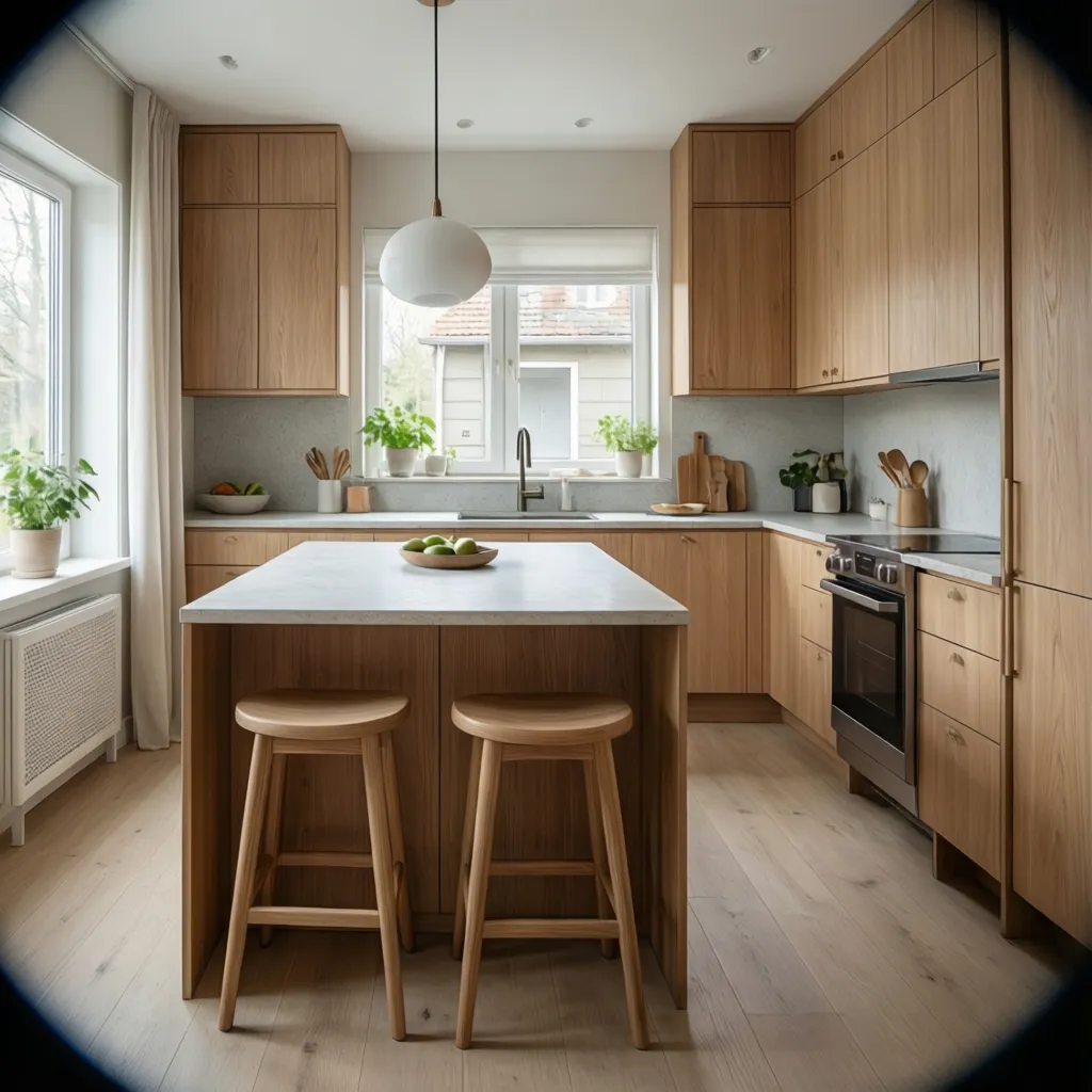 narrow kitchen island with seating in small L shaped kitchen