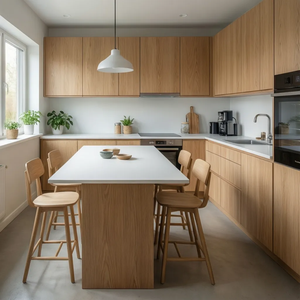 Narrow island solution for very small one wall kitchen