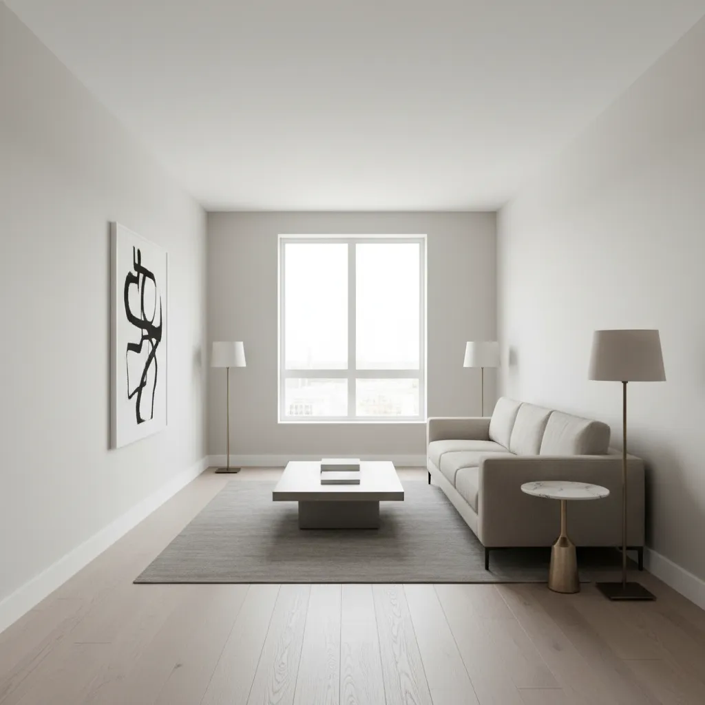 example of properly scaled sofa in a narrow rectangular living room
