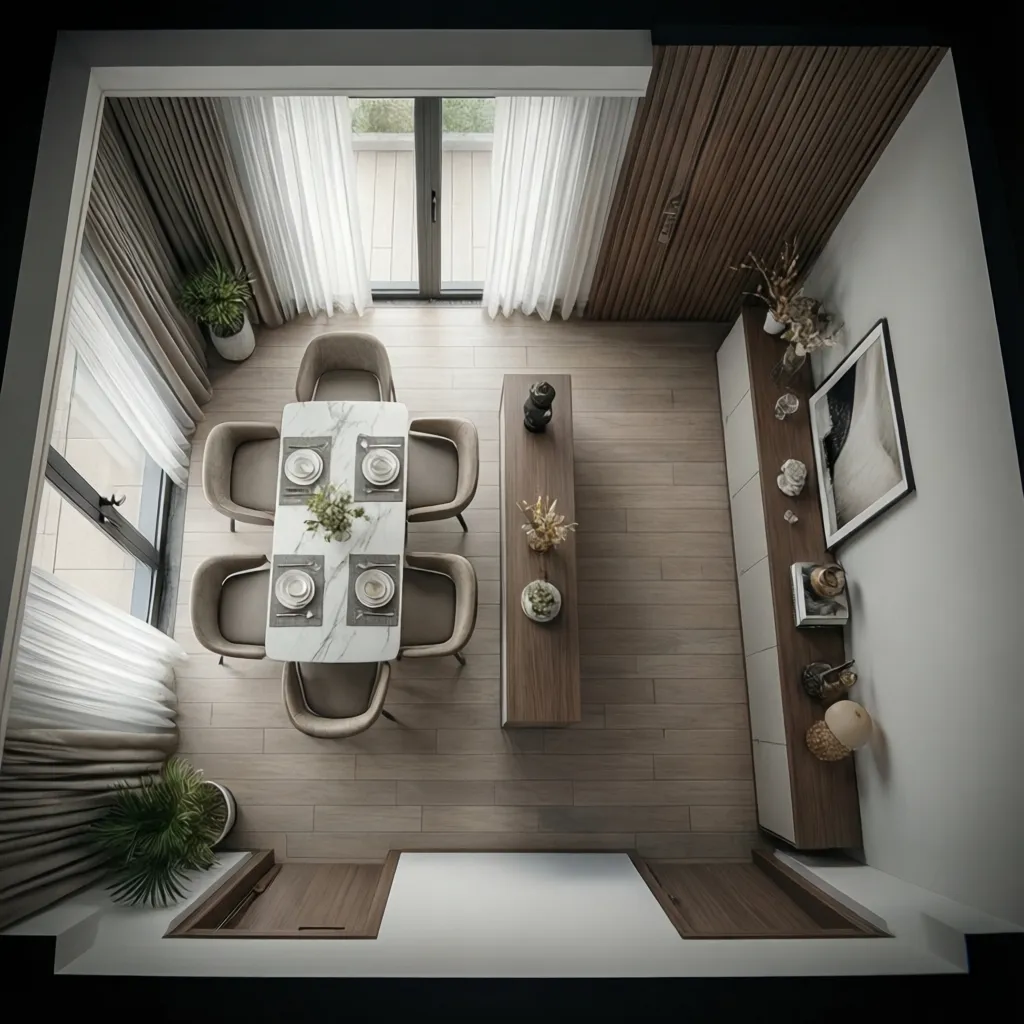 Comparison of narrow and deep sideboard in small dining room layout