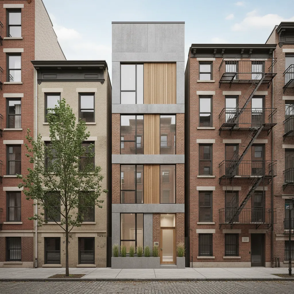 Long narrow urban house built on a deep infill lot