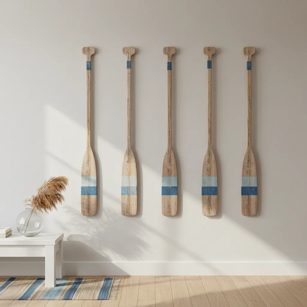 How to Arrange Multiple Decorative Oars on a Narrow Wall