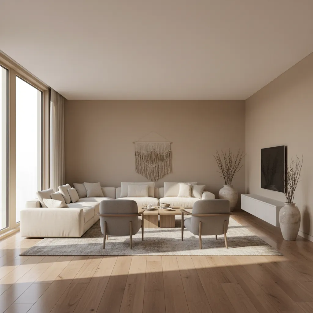 large living room with strong natural light from multiple windows