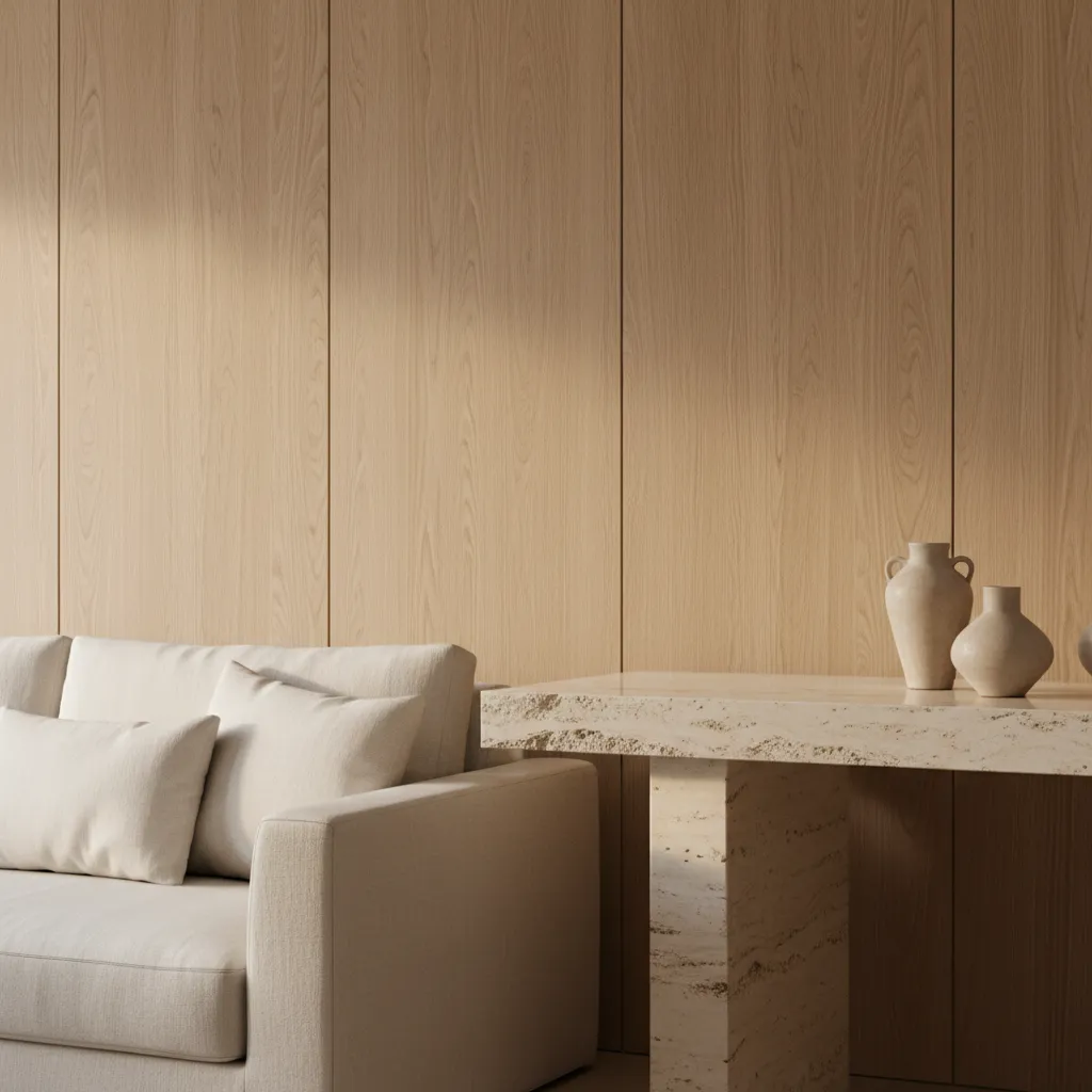 Materiales naturales en un interior de lujo minimalista