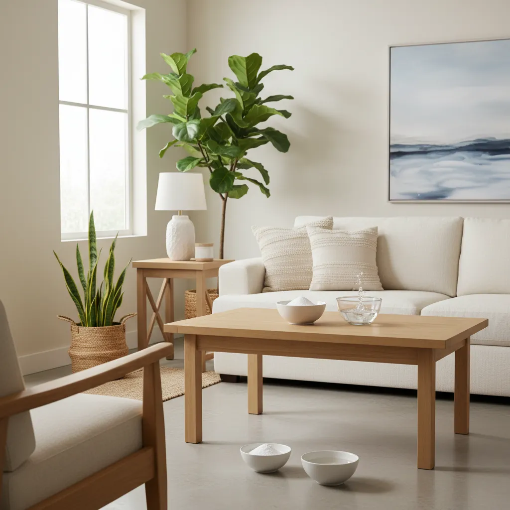 bowls of baking soda and vinegar placed around a room to absorb paint odor
