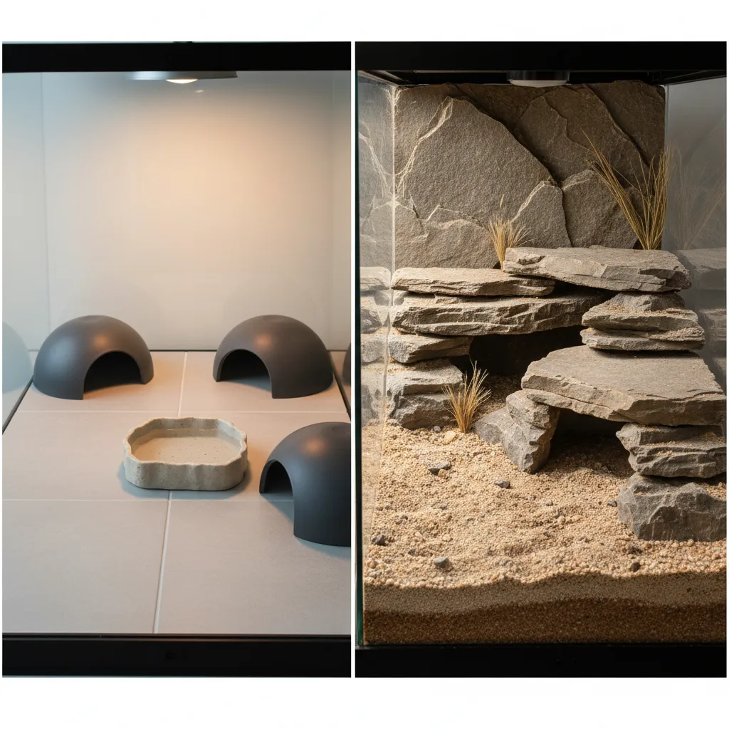 Naturalistic vs Minimal Leopard Gecko Tank Decor: Which Habitat Style Works Best?: A practical comparison of naturalistic and minimalist leopard gecko enclosures, including behavior impact, maintenance, cost, and long‑term health.